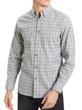 Theory NWT Irving BD Gray Multi Comfort Check Shirt Sustainable Cotton Size S Su